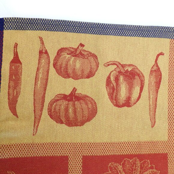 Vintage Vanderbilt Kitchen Towel France Cotton Red Yellow Vegetables - Picture 2 of 11